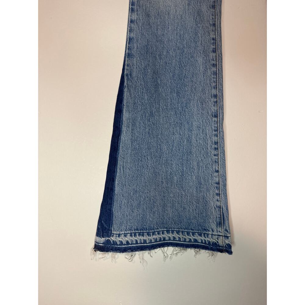 Baldwin‎ Jeans Willow Mid Rise Flare Two Tone Raw Hem Denim Size 24 Blue - Picture 4 of 11